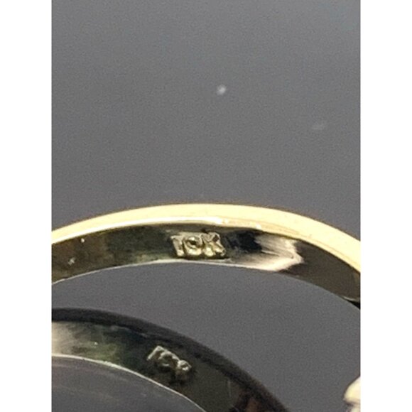 Red Gemstone Diamond Cocktail Ring 10k Yellow Gold Women's Estate Size 6.25 - Picture 10 of 13